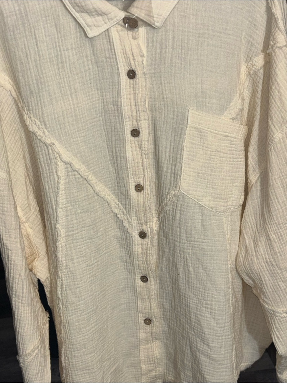 EASEL LOS ANGELES Button Down Cotton Gauze Shirt - Picture 5 of 6